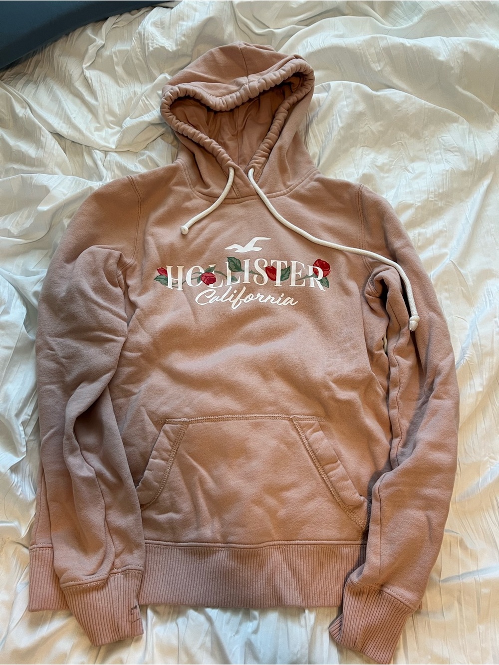 Hollister Dusty Rose Logo Hoodie with Floral Accents